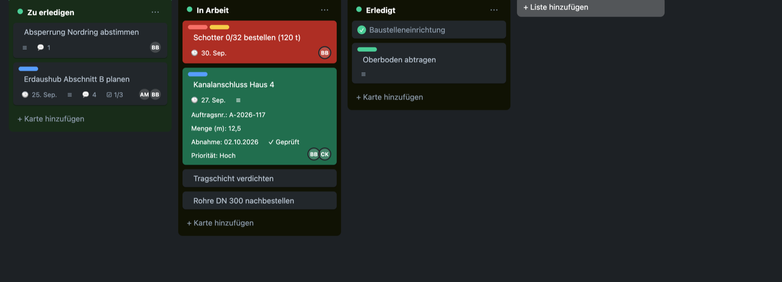 Eigene Felder auf der Kachel